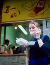 Ashe enjoying Chinatowns #1 noodle dish!